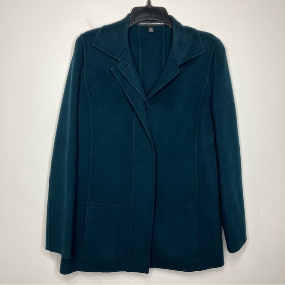 Linda Allard Ellen Tracy 100% wool coat size 10 dark teal - Picture 1 of 8